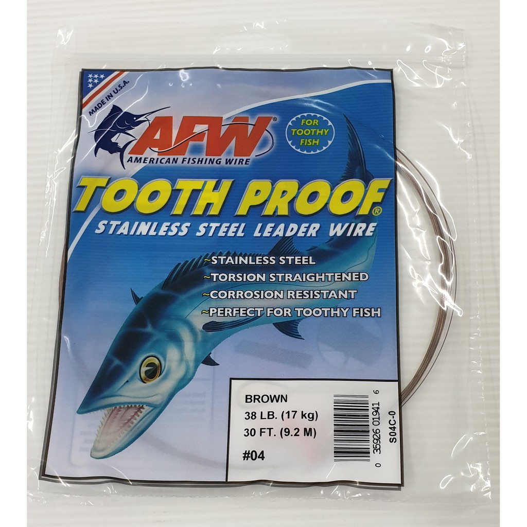 AFW Tooth Proof Stainless Steel Leader Wire Camo Brown Size 7 