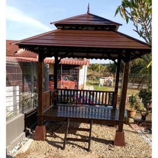 Gazebo 6x6 Double Roof Cengal Wood Pondok Kayu Handmade Outdoor Garden ...