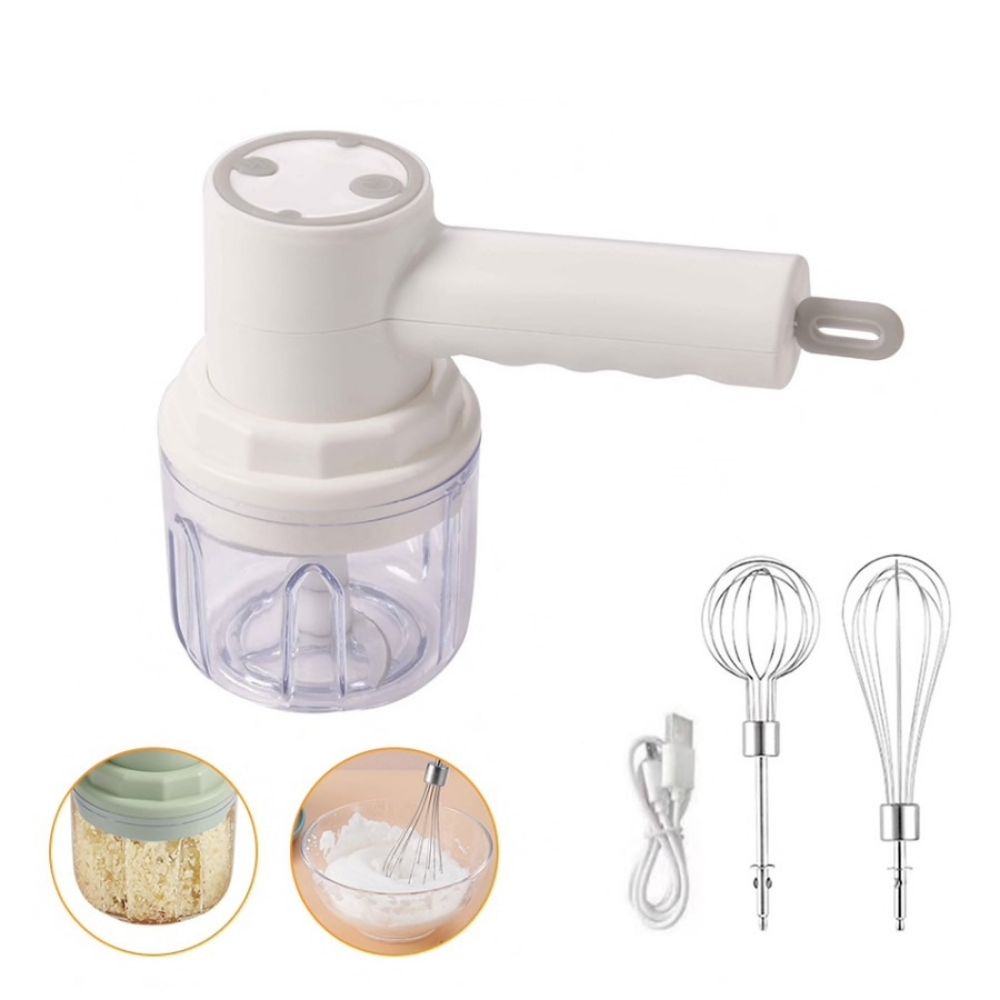 H-D03 3-in-1 Wireless Hand Mixer Electric Garlic Egg Beater Chopper Automatic Food Processor Portable Blender Mini