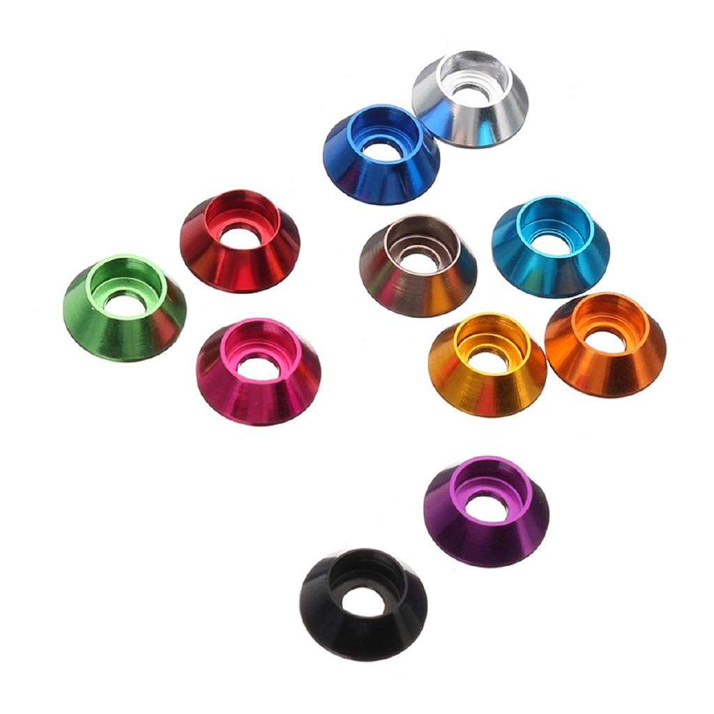 10x M4/5/6 Countersunk Washer Aluminum Alloy Cup Head Nuts Bolt Colorful Washers 