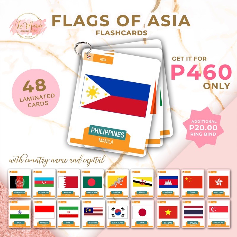 FLAGS OF ASIA WORLD FLAGS Laminated Flashcards Interactive Educational Toys ASIAN FLAGS WORLD FLAGS