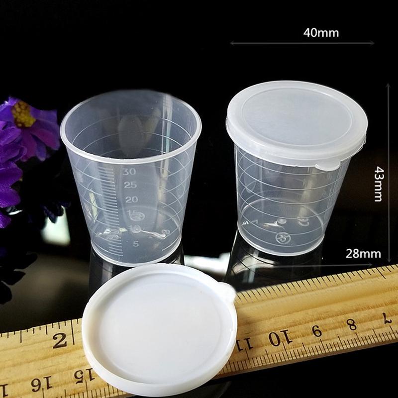 10Pcs 30m Measuring Cup 30ml Dosage Epoxy Resin Medicine Cup With Lid