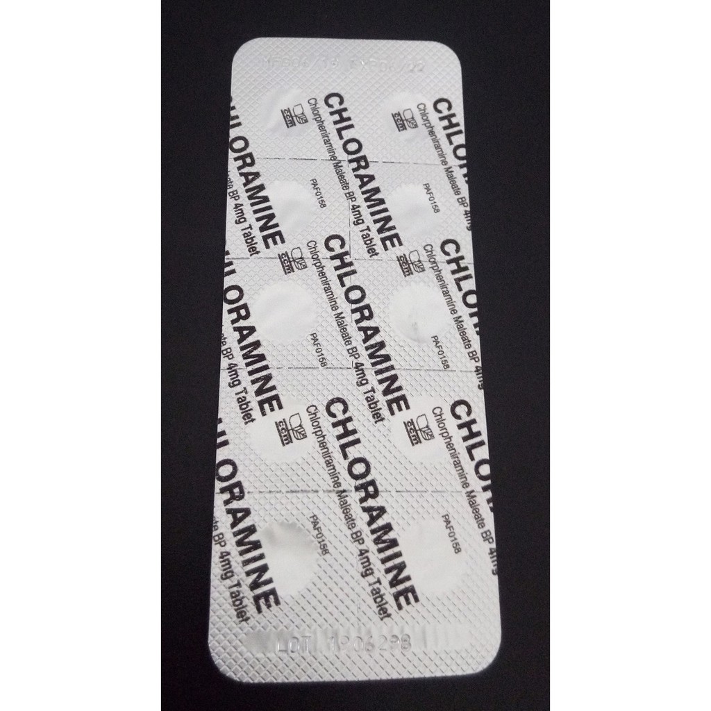 CCM Chloramine Tablet, Chlorpheniramine Maleate BP 4mg 10pcs, Ubat Anti