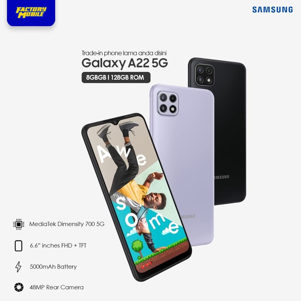 Samsung Galaxy A22 5G | 8GB + 128 GB | 5000mAh | Shopee Malaysia