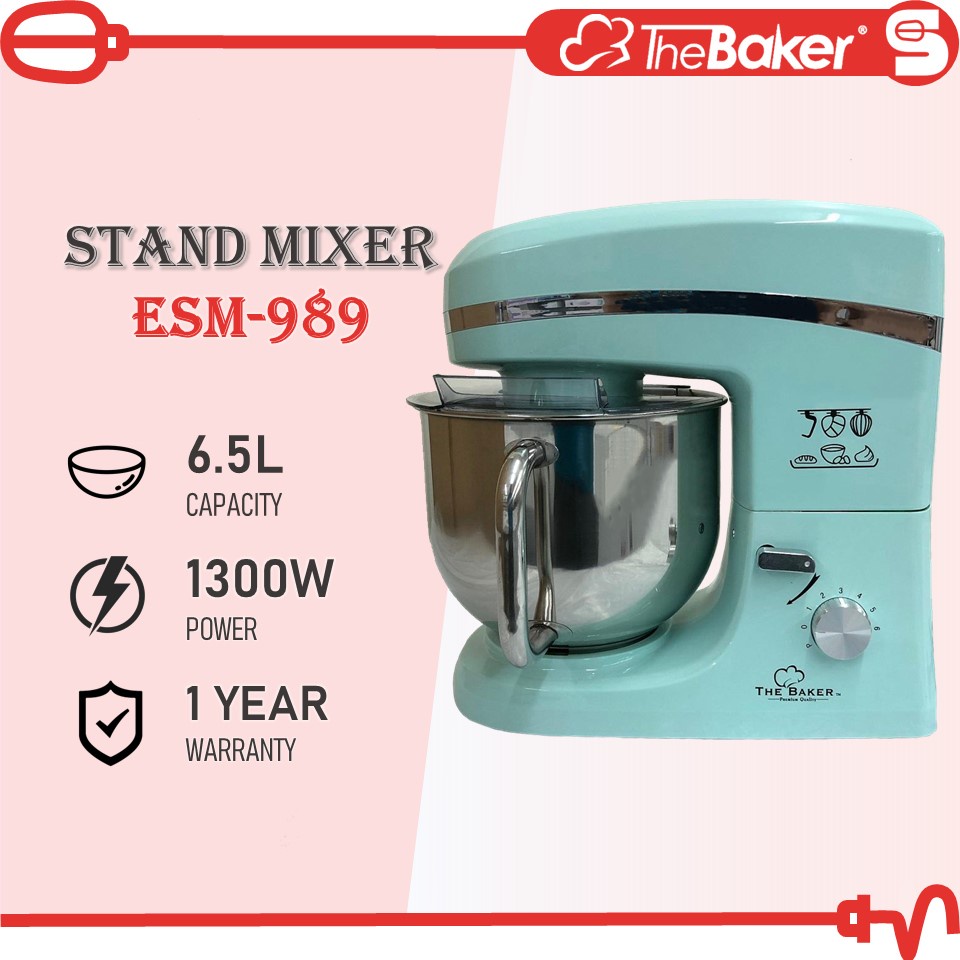 THE BAKER Stand Mixer ESM989 Aqua (6.5L/1300W) Silicone Beater Flat