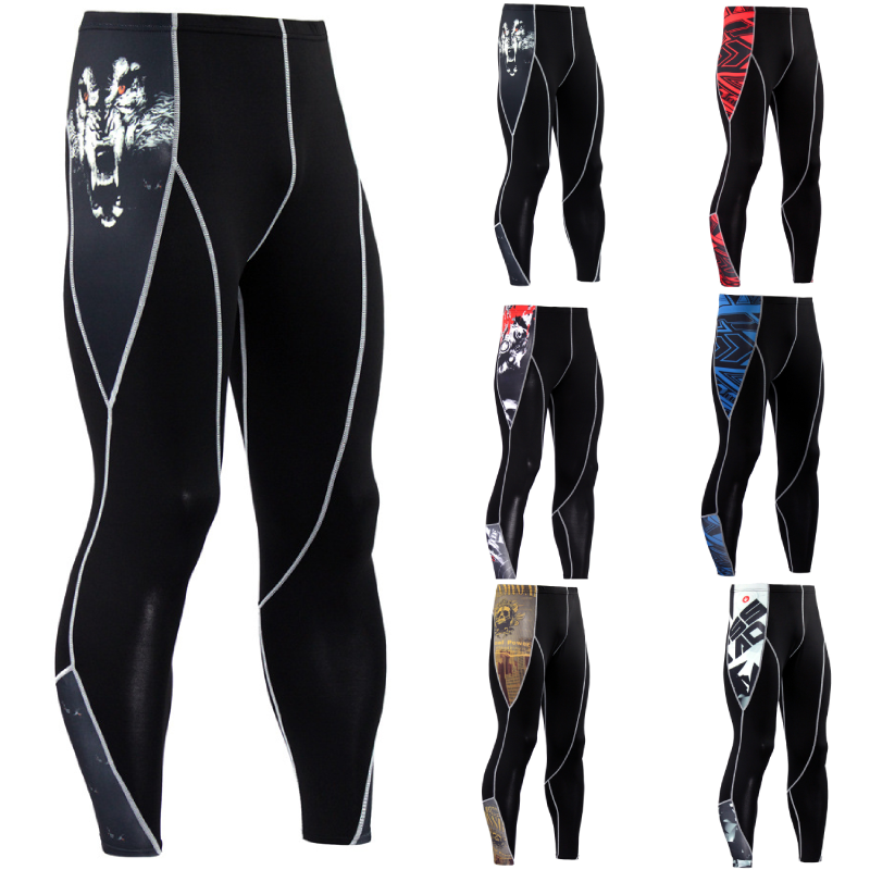 Men Compression Tight Leggings 3D Print Quick Dry Skinny Quick Dry Trousers Cycling Bicycle Football Activewear