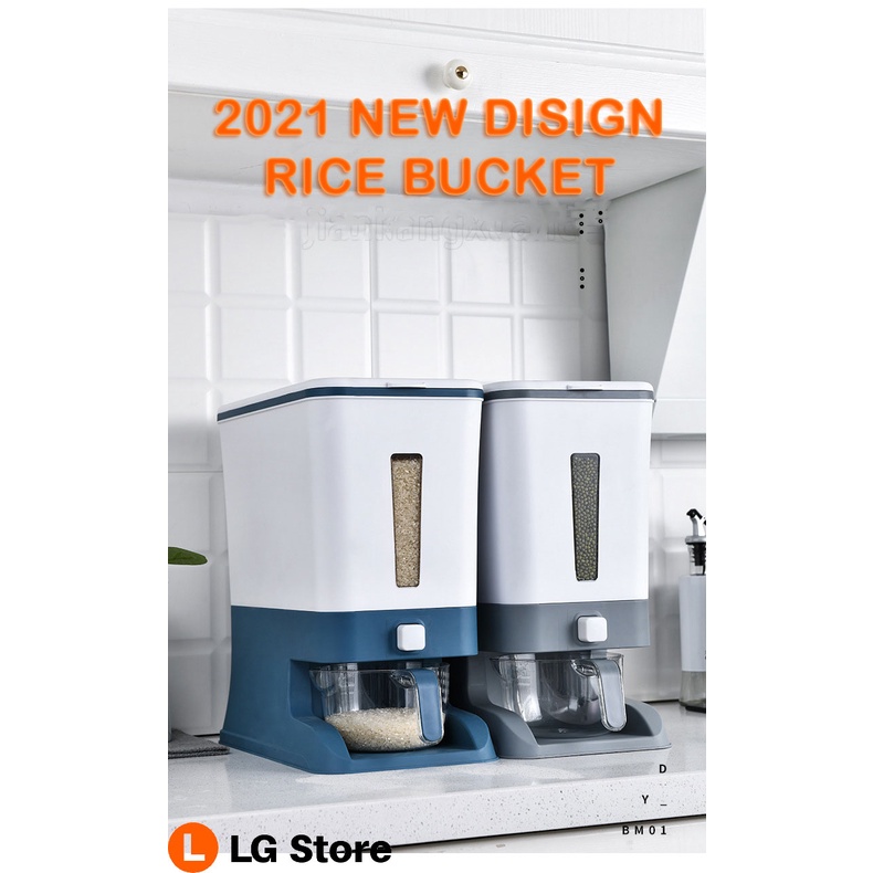 12KG Rice Bucket Rice Box Bekas Dispenser Large Food Container Storage Baldi Bekas Beras 一桶米饭