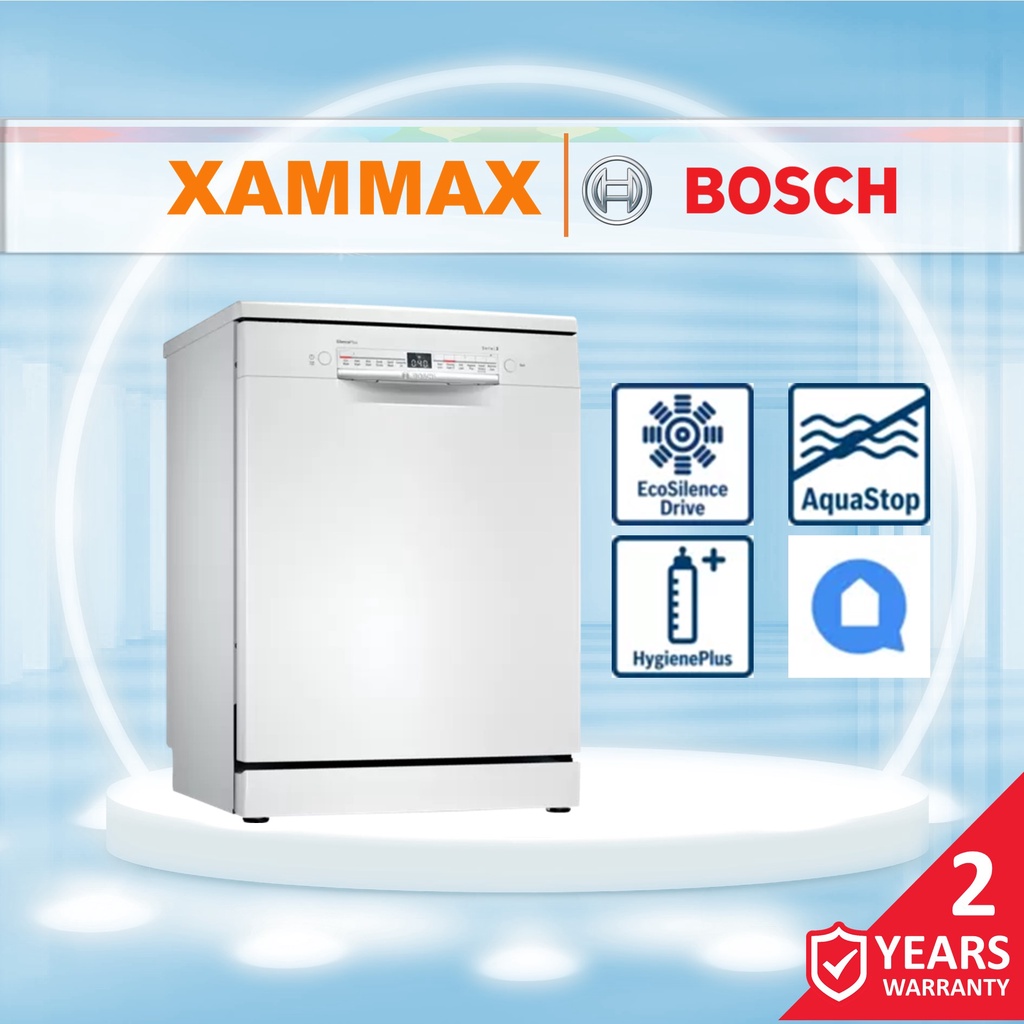 BOSCH - SMS2IVW01P - Serie 2 Freestanding Dishwasher / Eco Silence Drive / Hygiene Plus / Aqua Stop