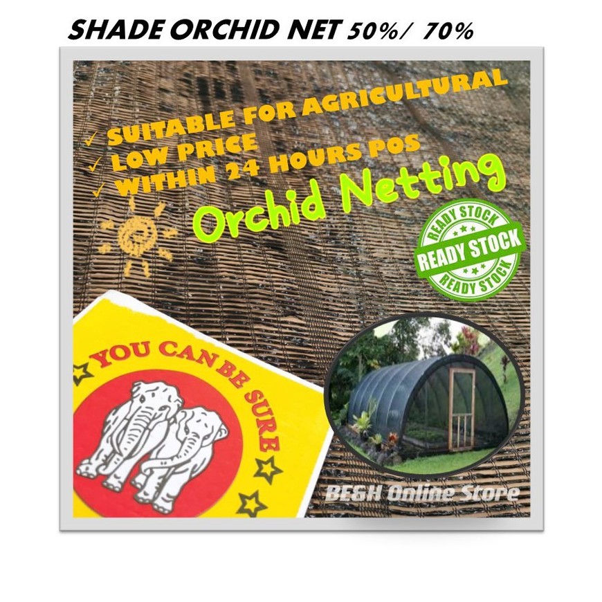 BER1 Shade Orchid Net 50% 70% Jaring Hitam Garden UV Protection SunProof Net Sun Shade Cloth Net/ Jaring Hitam