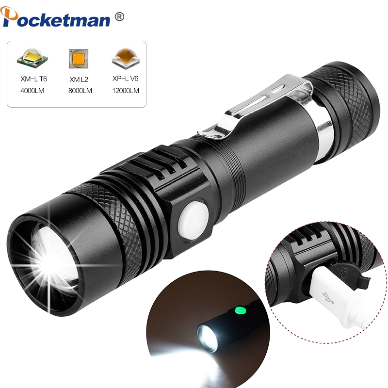 Pocketman® 8000lm T6LED Flashlight Torch Rechargeable Lantern Hunting FlashLight