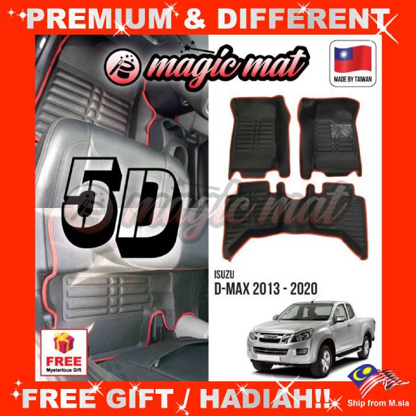 [FREE] ISUZU DMAX DMAX 2013 2020 (5 Seater) MAGIC MAT 5D OEM PU Leather Car Vehicle Floor Mat