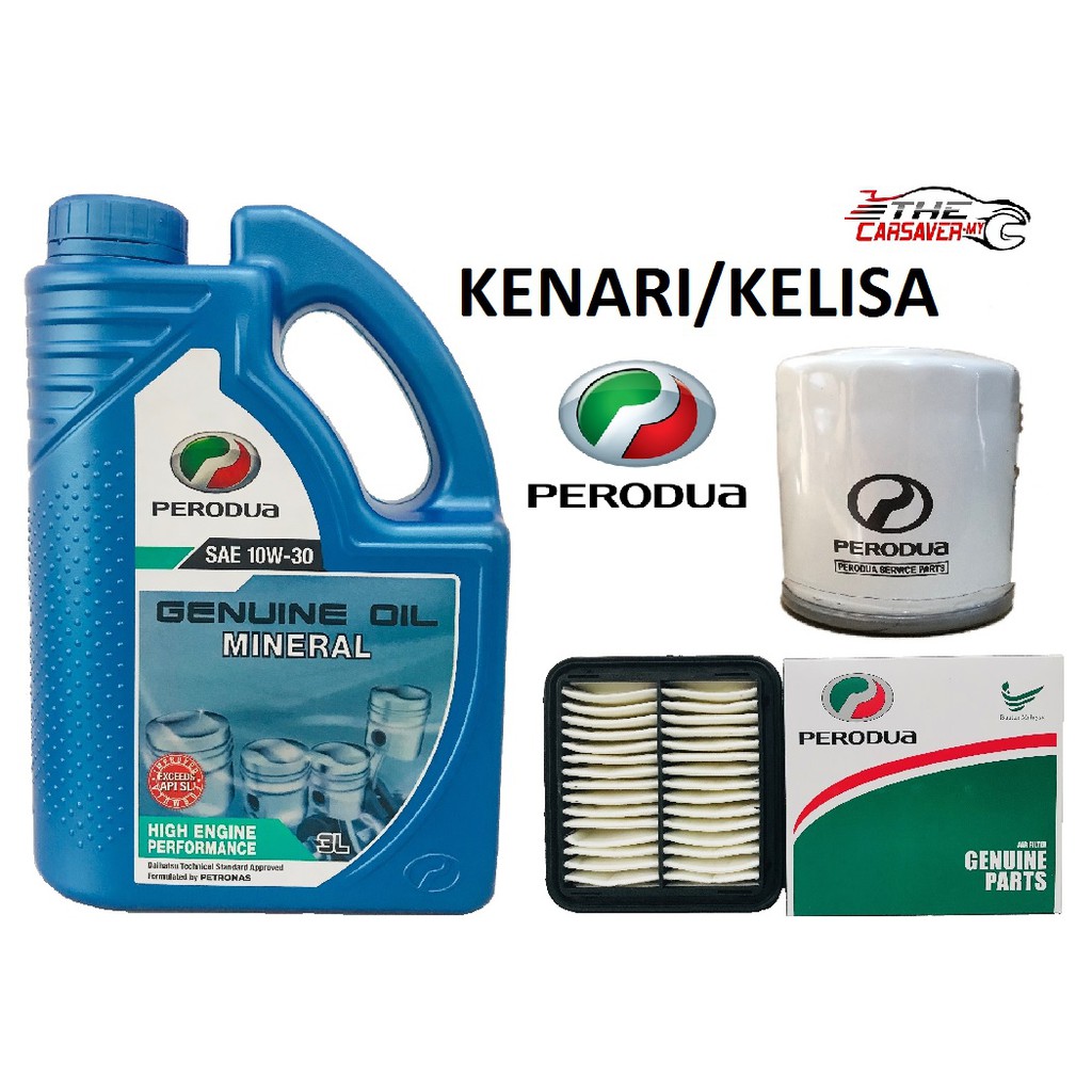 Perodua SAE 10W-30 Mineral Engine Oil (3L)+ Oil Filter 15601-00R01+Kenari / Kelisa Air Filter (17801-68R10)
