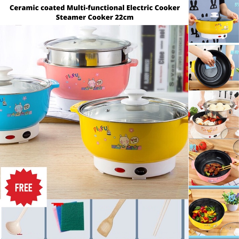[Ready Stok] Ceramic Coated Cooker 22cm Multi-functional Electric Non ...