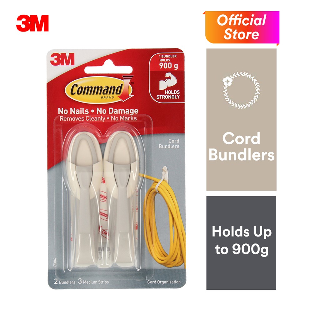 3M Command Cord Bundlers (1 Bundle Holds Up To 900g) (2pcs/pck