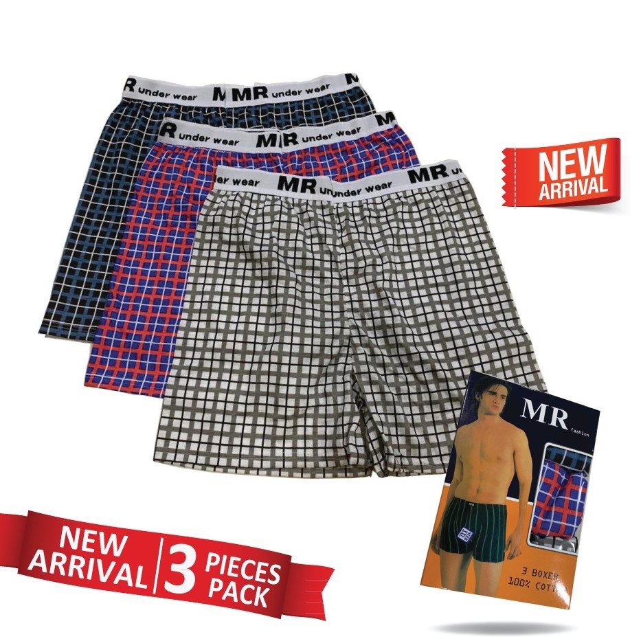 MR Checkered Checker Cotton + Polyester Male Men Boxer 4 Segi Underwear