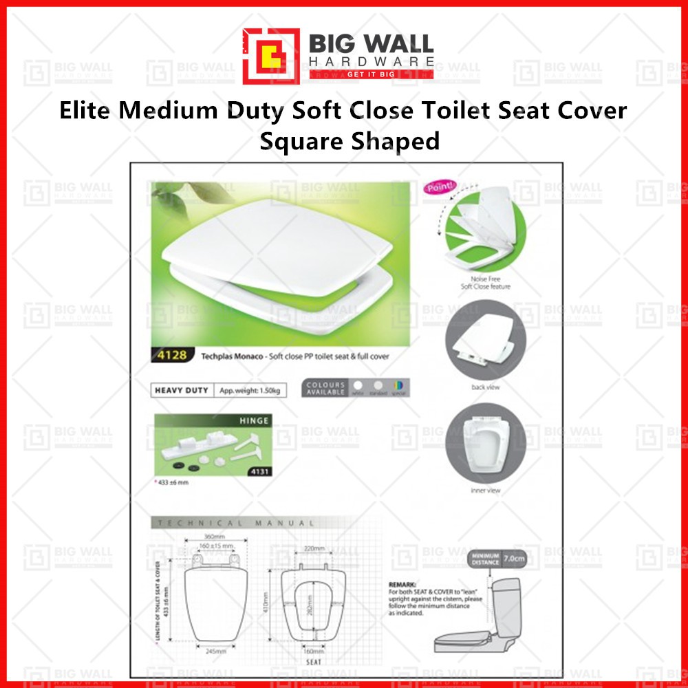 Elite Medium Duty Soft Close Toilet Seat Cover for Johnson Suisse Monte