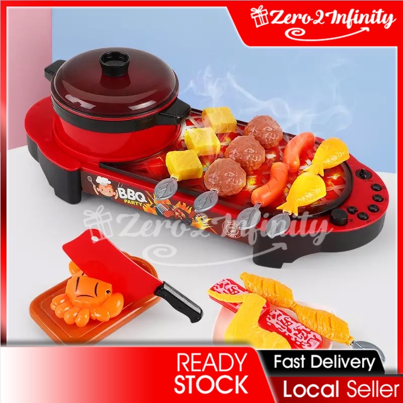 【Z2I】Kids Pretend Play Hot Pot Barbecue Grill pan Kid kitchen toys set