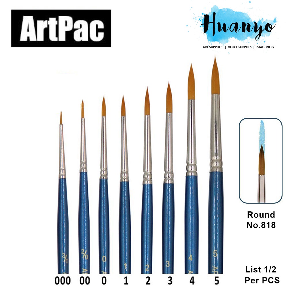 Artpac Artist Nylon Brush 818 - Round [Muslim Friendly] (Per PCS, No. 000/00/0/1/2/3/4/5) [List 1/2]