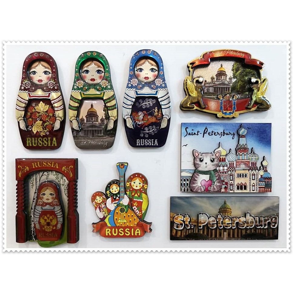 3D Wooden Fridge Magnets ~ RUSSIA, St. Petersburg | Russian nesting doll