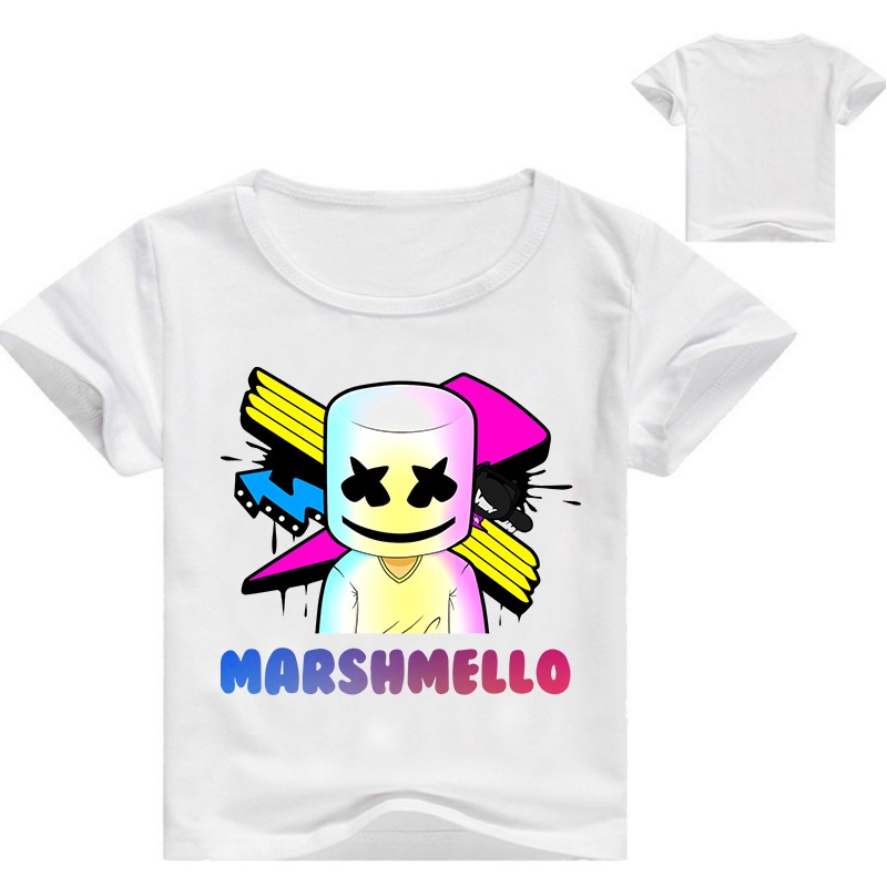 Cekcya Marshmallow Funny Cotton T Shirt For Kids Summer Short Tops Casual Clothes Marshmellow For Boys And Girls Shopee Malaysia - marshmello rainbow t shirt roblox