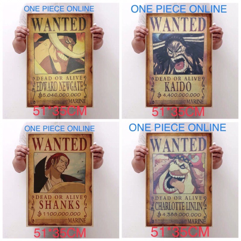 One Piece Wanted Poster Shanks Kaido Kuzan Big Mom Luffy Newgate Buggy Zoro Sanji Sabo Hot Item Top Sales Dead Or Alive Shopee Malaysia