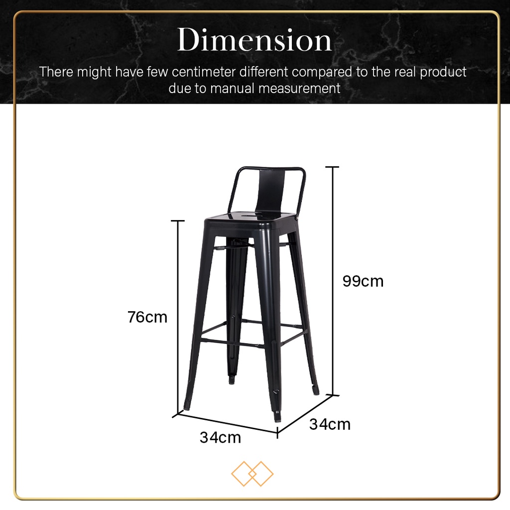 FINSSO : Prestoo Black Bar High Stool