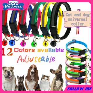 20 Color Nylon Rantai Kucing Fabric Collar Cat Collar Kitten Dog Puppy with Bell Dog Neck Pet Accesories Groceries Pets Pet Supplies Adjust 19-32cm
