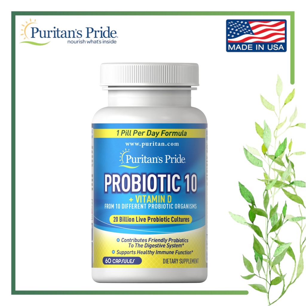 Puritan's Pride Probiotic 10 with Vitamin D, 60 capsules, (20 Billion ...