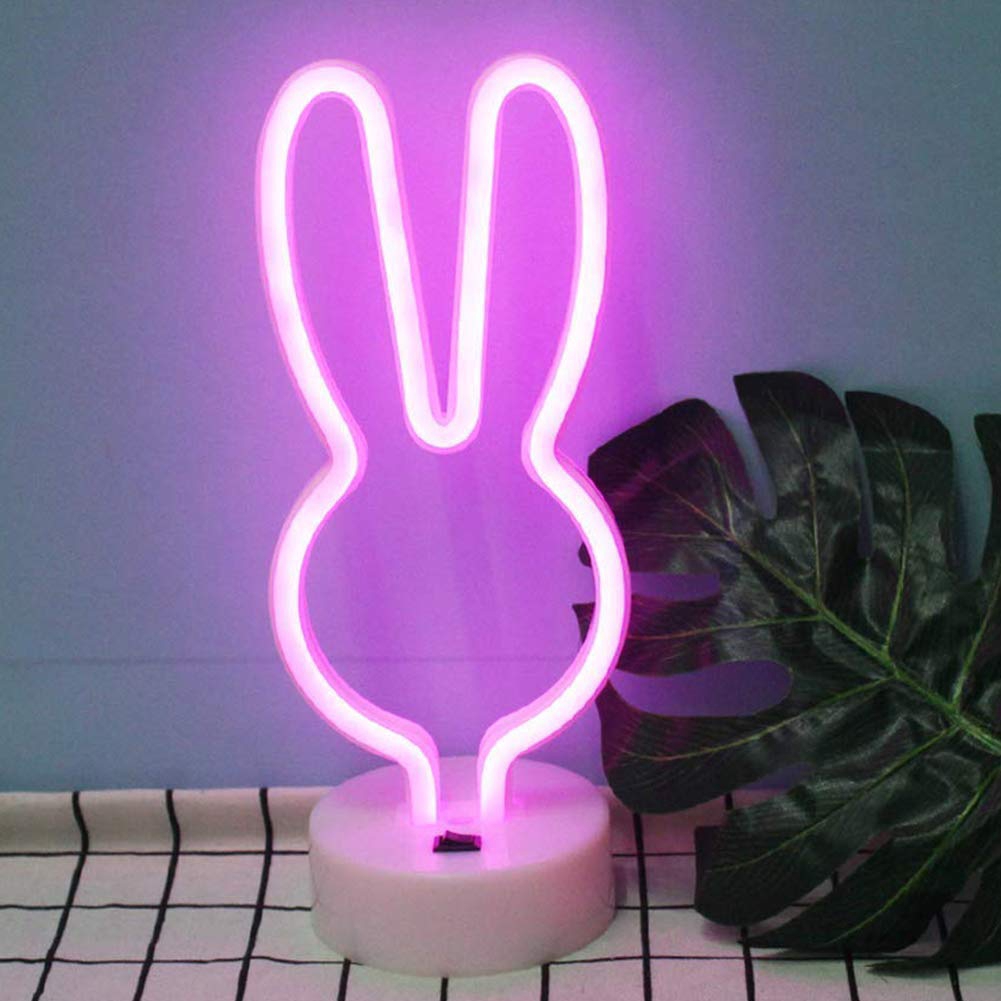 Rabbit Cute Animal Neon Sign Light Led For Child Room Party Table Art Decor Gift