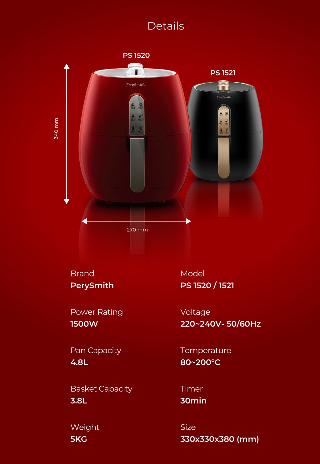 PERYSMITH PS1521 AIR FRYER PerySmith Malaysia