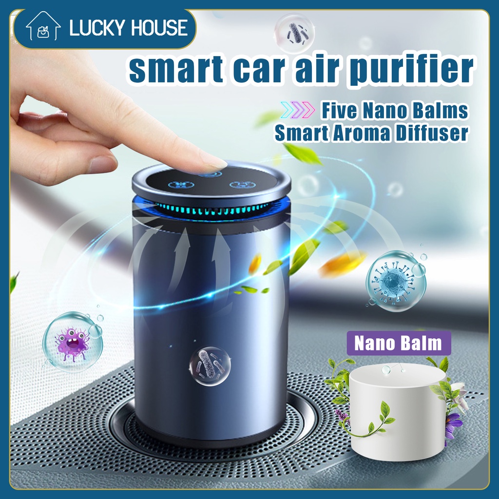 【24H Ship】Car Air Purifier perfume Portable Smart Car Aromatherapy Negative Ion Generator Solid Aroma Diffuser 车载净化器香薰