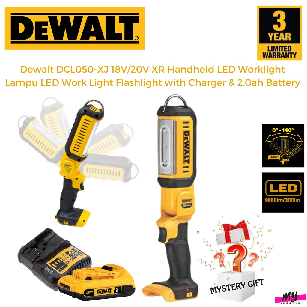 DEWALT DCL050-XJ 18V/20V XR Handheld LED Worklight Lampu LED Work Light ...