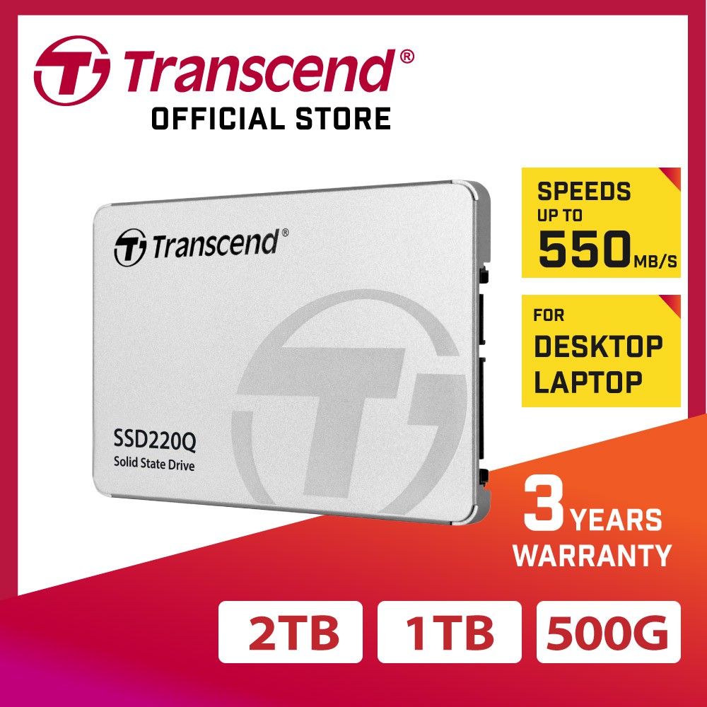 Transcend (2TB/1TB/500GB) SATA-III SSD220Q 2.5” SSD for NB PC desktop