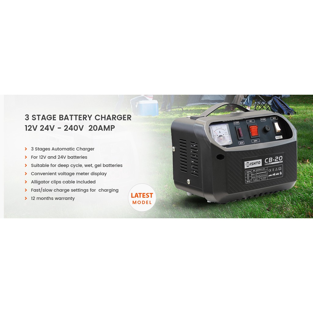 Battery Charger 2 In 1 20a 12v 24v 240v Car Boat 4wd Caravan Motorcycle Cb20 Shopee Malaysia