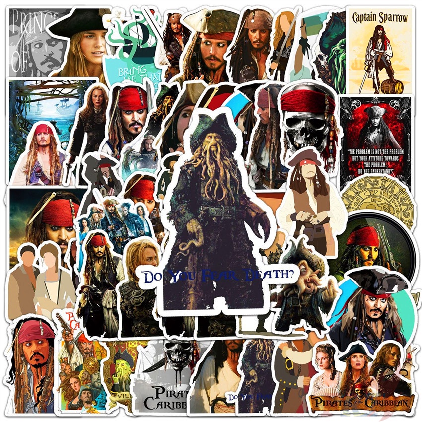 ❉ Pirates of the Caribbean Series 01 Jack Sparrow Stickers ❉ 50Pcs/Set DIY Fashion Mixed Waterproof Doodle Decals Stickers