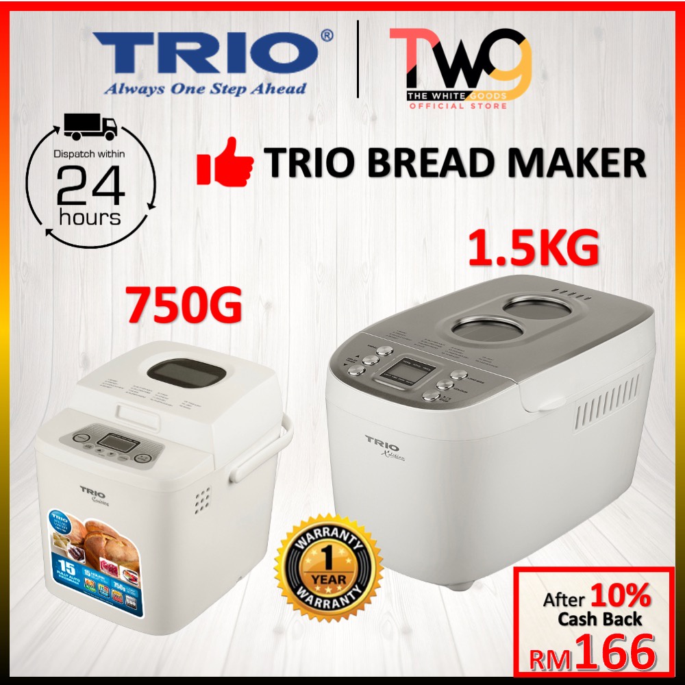 [Stock Ready, SHIP NEXT DAY] TRIO Bread Maker TBM-106 / TBM-222 LCD Display 750g / 1.5KG LOAF  Mesin Pembuat Roti  面包机