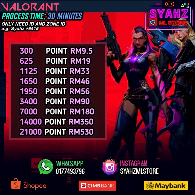 PROMO CHEAPEST DISCOUNT VALORANT POINT | Shopee Malaysia