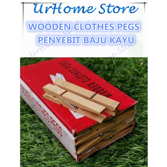 Urhomestore 36pcs Penyepit Baju Kayu Wooden Peg 木衣夹 Sepit Baju Kayu Clothes Pegs Shopee Malaysia