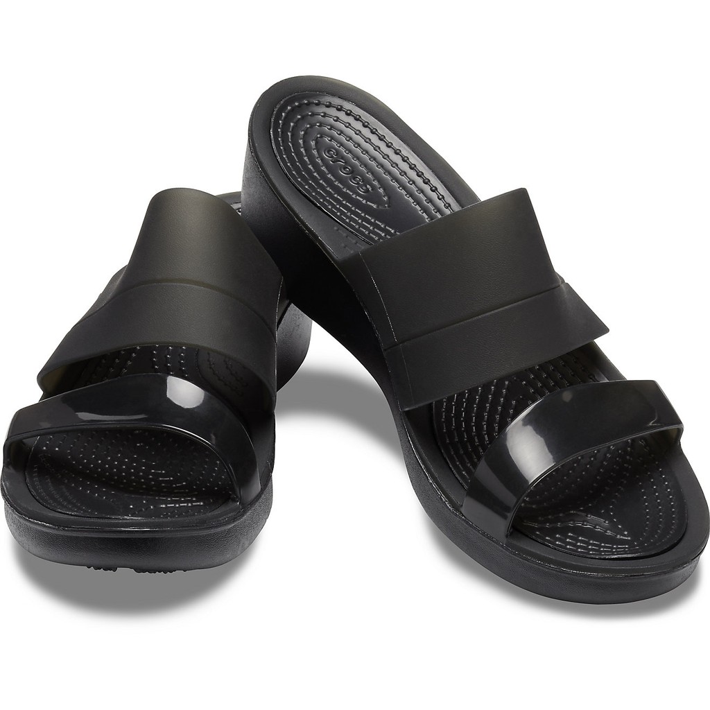 crocs black wedges