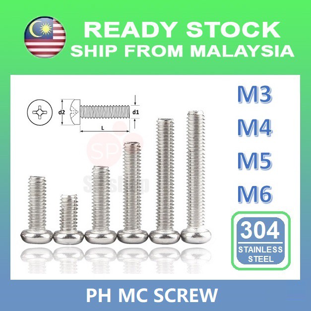 M3 M4 M5 M6 Screw Stainless Steel 304 Pan Head Machine screw ( 8/10/12