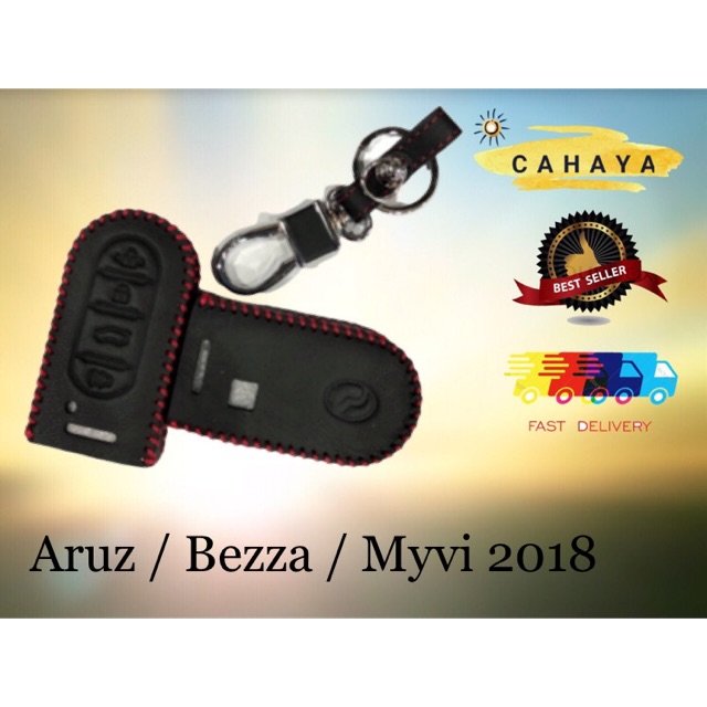 Perodua Aruz / Bezza / Myvi 2018 Black Leather Keychain 