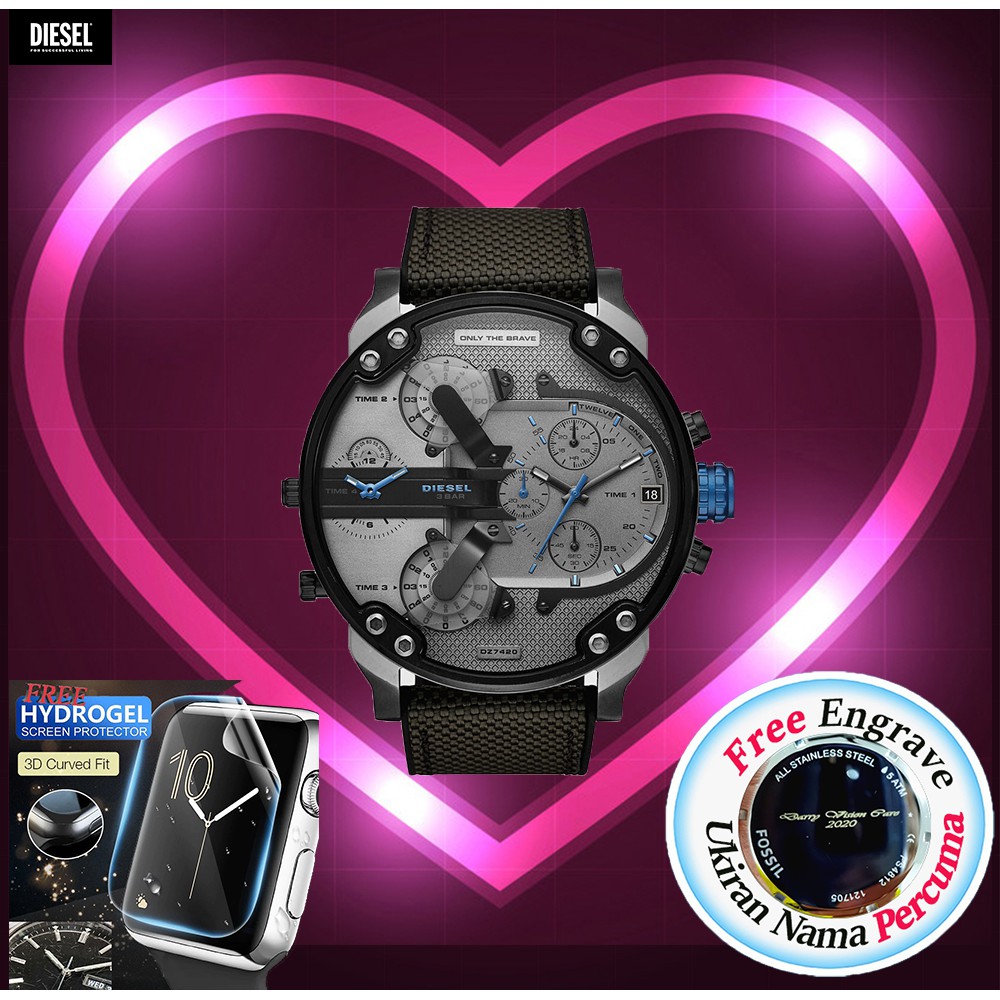 FREE ENGRAVE]Original Diesel Mr Daddy 2.0 Black Silicone DZ7420 men watch  with 2years warranty | Shopee Malaysia
