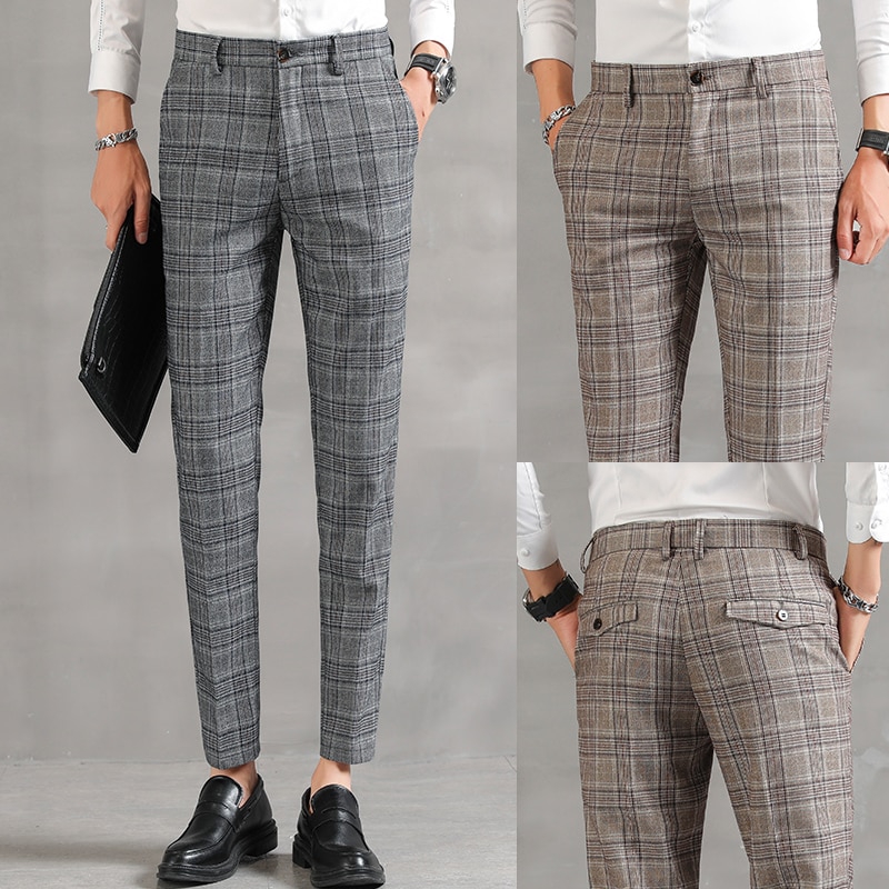 mens plaid ankle pants