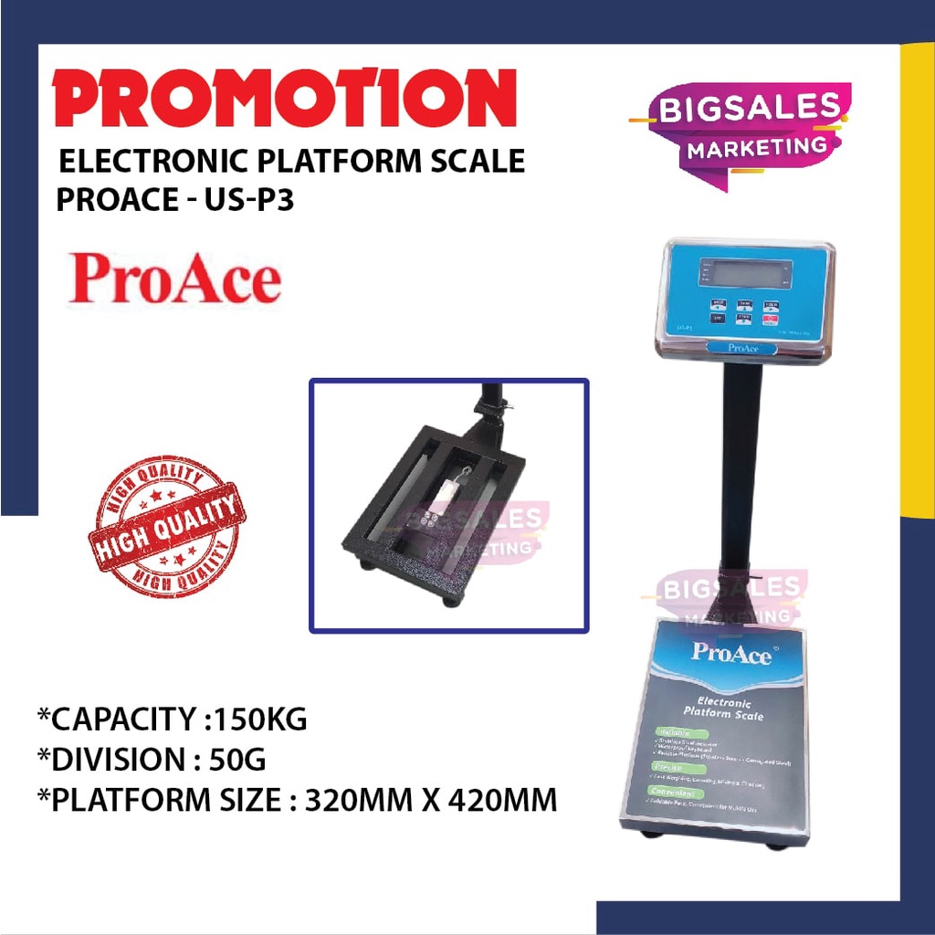 150KG x 50G PROACE Electronic Digital Weighing Rechargeable Platform