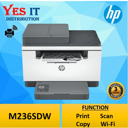 Hp Laserjet Mfp M236sdw Multi Function Mono Printer Print Scan Copy Wireless Adf 9624