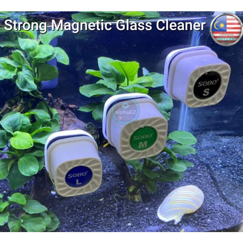 Sobo Mini Aquarium Glass Cleaner Floating Brush Berus Gosok Cermin Algae