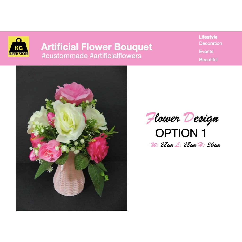 Artificial Flowers Tall Vase Bouquet Multi Color Shopee Malaysia