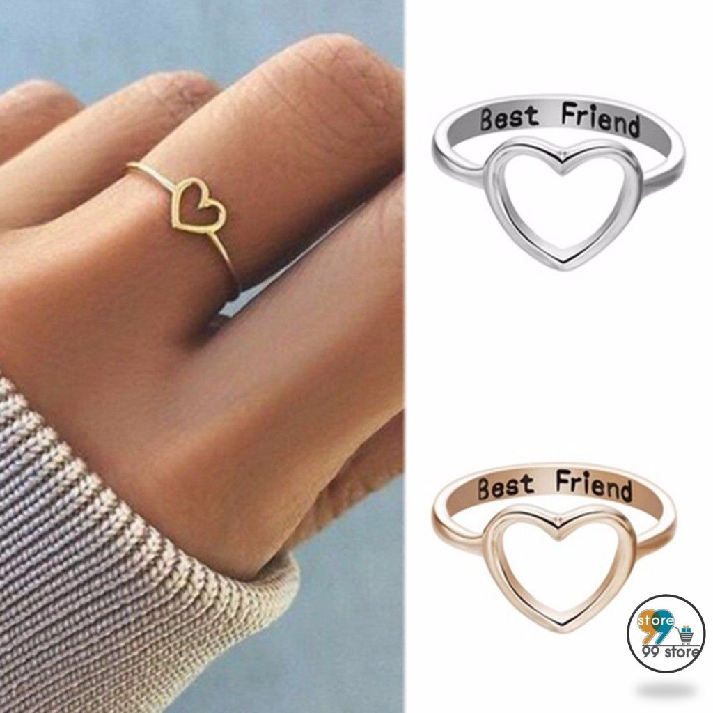 Hot Fashion Women Love Heart Best Friend Ring Promise Jewelry Friendship Rings Bands