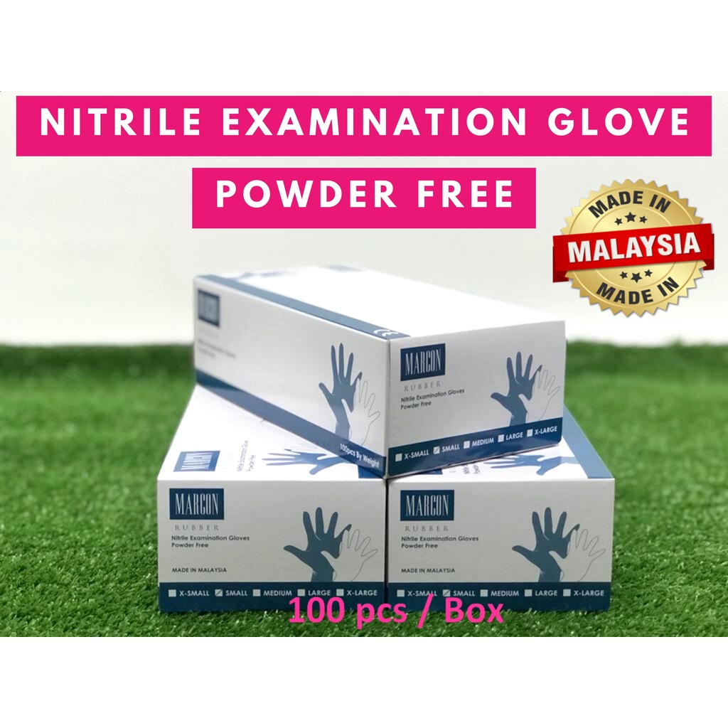 Premium Marcon Rubber Nitrile Examination Gloves / Powder Free / Blue