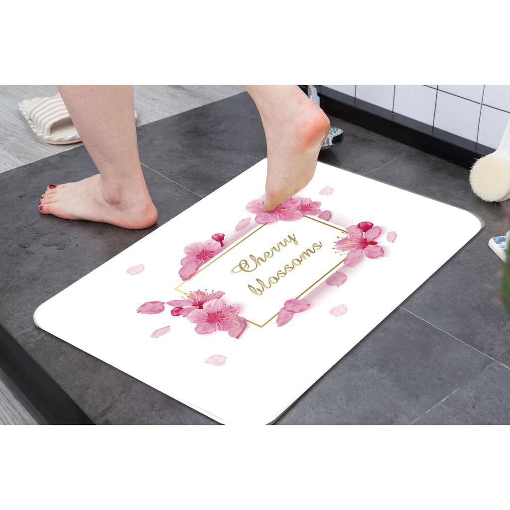 Pink Flower For Soft Kitchen Rug Bedroom Carpet Absorbent Washroom Mat Shopee Malaysia